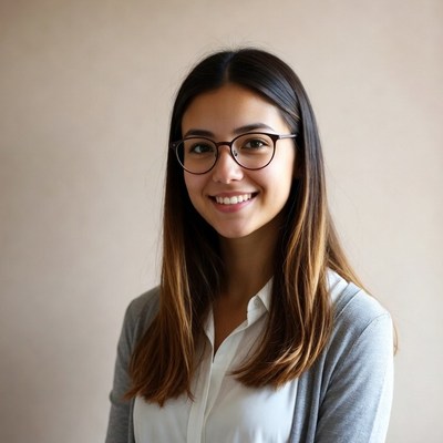 Woman smiling with glasses in indoor space