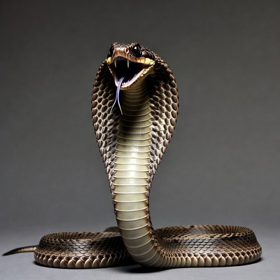 Snake with raised hood in display