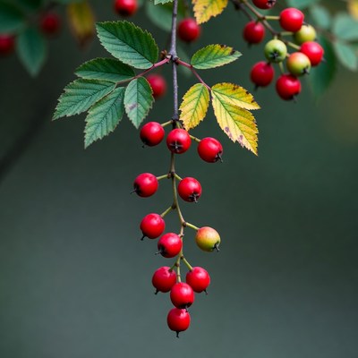 Red berries hanging from branch