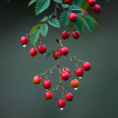 Red berries hanging on a branch