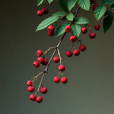Red berries hanging on branch