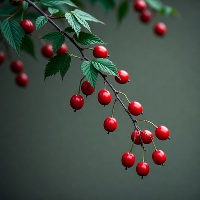 Red berries hanging on branch