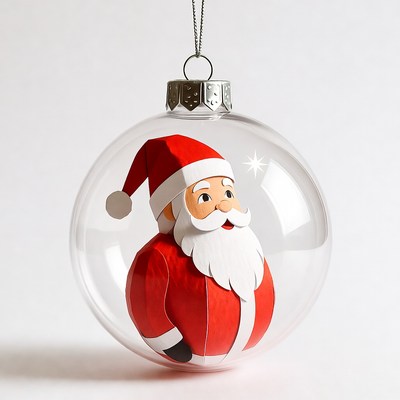 Santa figure inside a clear ornament