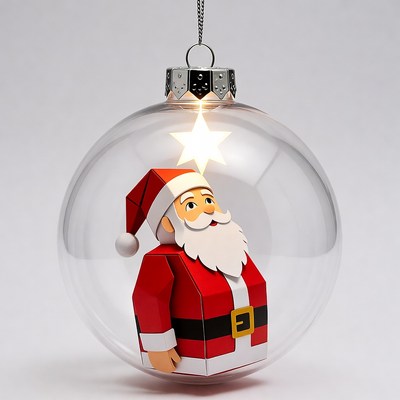 Santa inside a glass ornament