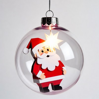 Christmas ornament lights up with santa