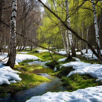 Spring melt in the forest