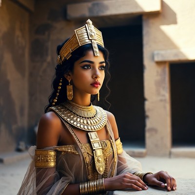 Golden jewelry worn by woman outdoors