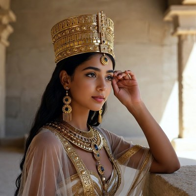 Historical attire in ancient setting