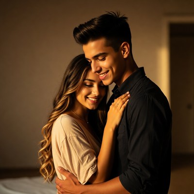 Couple enjoying a warm moment together