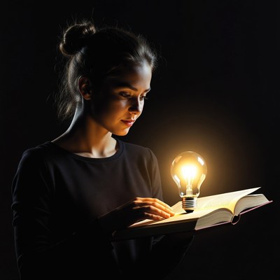 Light bulb above open book