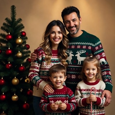 Family celebrating christmas together