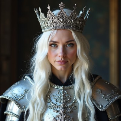 Portrait of a woman in silver armor