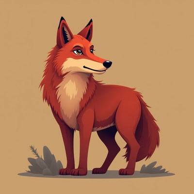 Fox standing on brown background