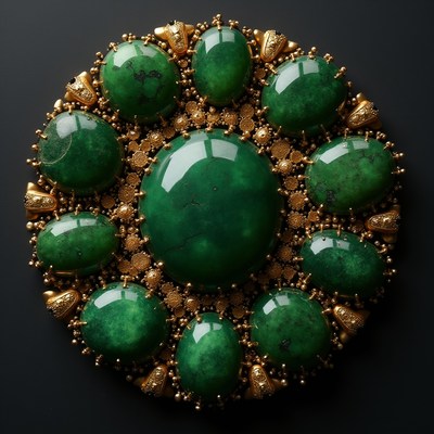 Green gemstone jewelry with gold details