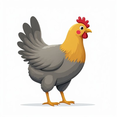 Cartoon chicken with colorful features
