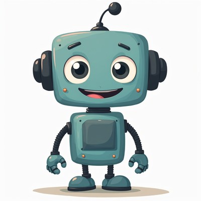 Cute robot character with big smile