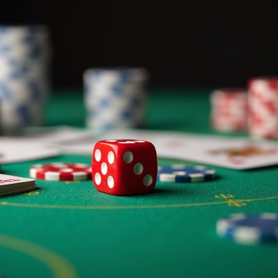 Playing dice at a gaming table