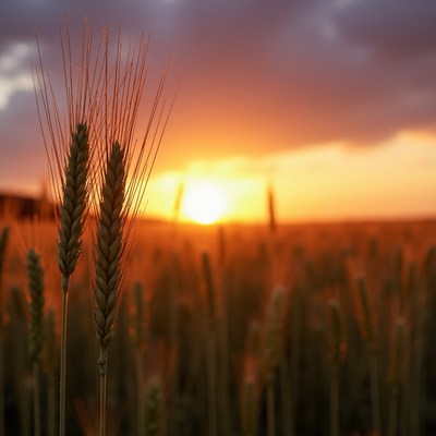Wheat at sunset in a field