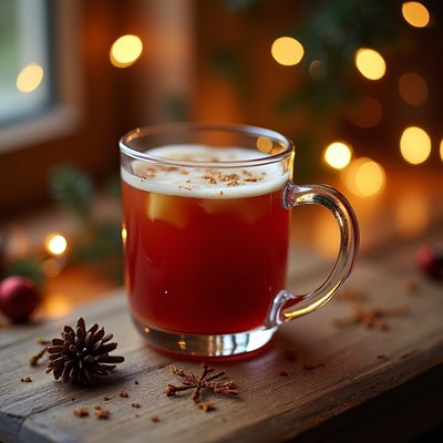 Warm drink in winter setting