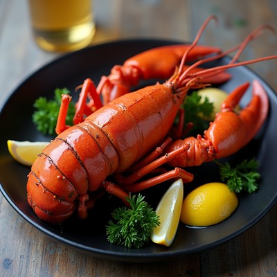Fresh lobster with lemon and herbs