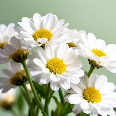 White flowers with yellow centers close up