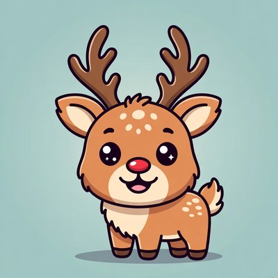 Cute cartoon deer with antlers