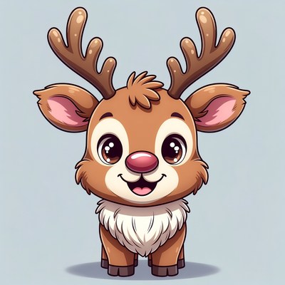 Cute cartoon deer with antlers