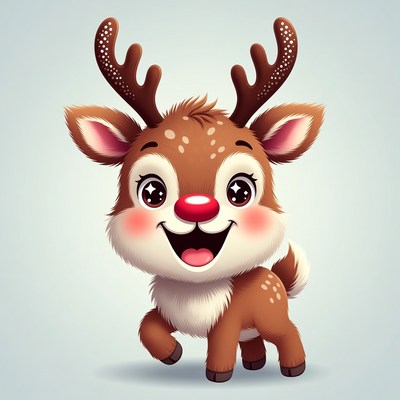 Cute reindeer with cheerful expression