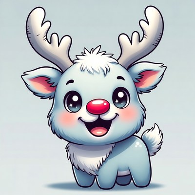 Cute cartoon reindeer with big smile