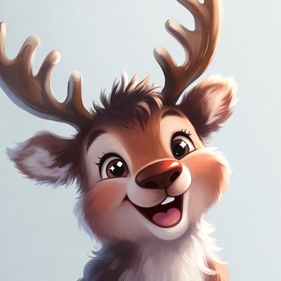 Cartoon reindeer with big smile