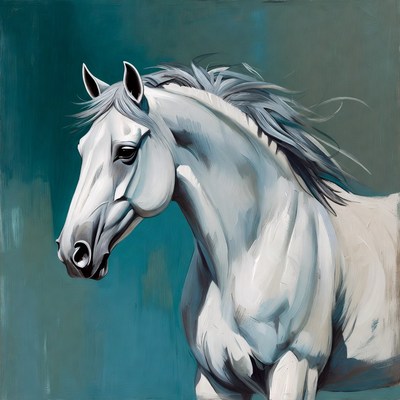White horse in portrait style
