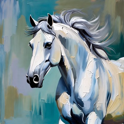 Horse with flowing mane in art style