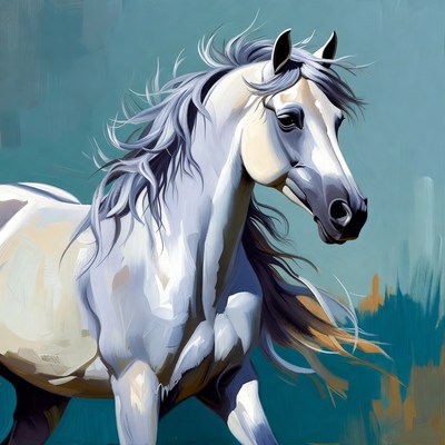 White horse running in open field