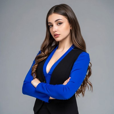 Portrait of female professional in blue