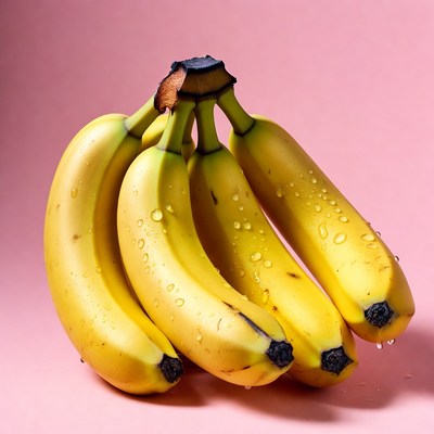 Fresh bananas on pink background