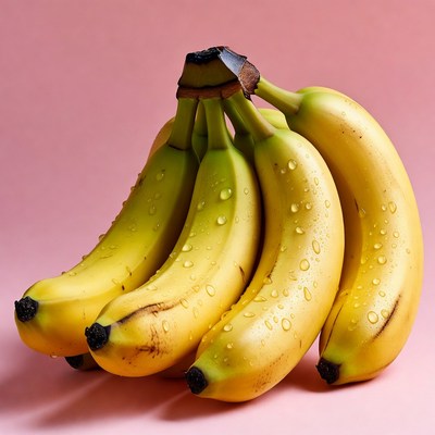 Fresh bananas on pink background