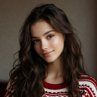 Young woman with curly hair indoors