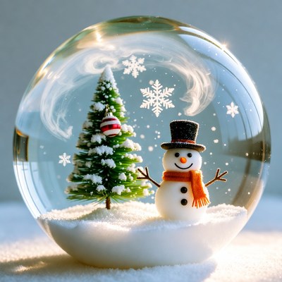 Snow globe with a tree and snowman