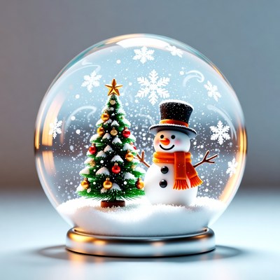 Snow globe with snowman and tree