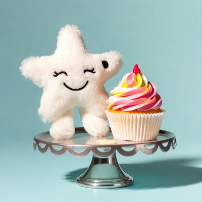 Cute star toy with colorful cupcake