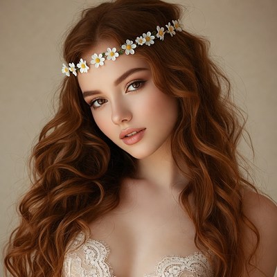 Young woman with flowers in hair