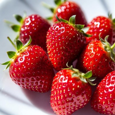 Fresh strawberries on white plate