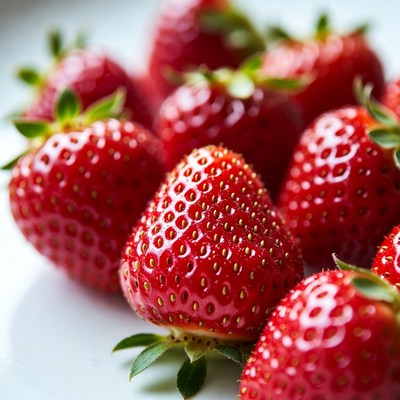 Fresh red strawberries on a plate