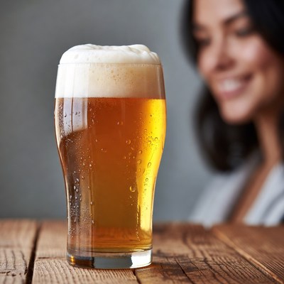 Enjoying a cold drink at the table