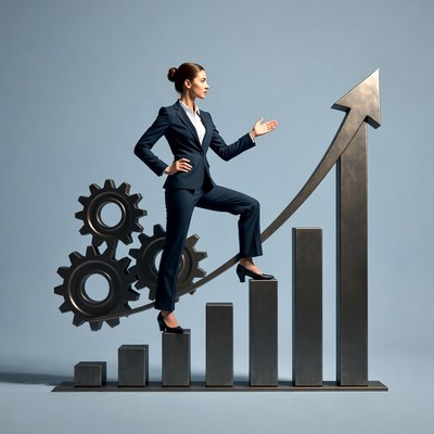 Business growth with a confident leader