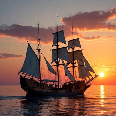 Sunset sail on a tall ship