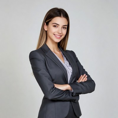Businesswoman smiling in formal attire