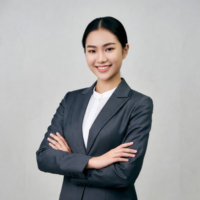 Businesswoman in professional attire smiling