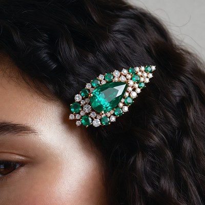 Hair accessory with green stones