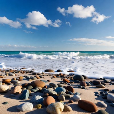 Waves and stones on the beach